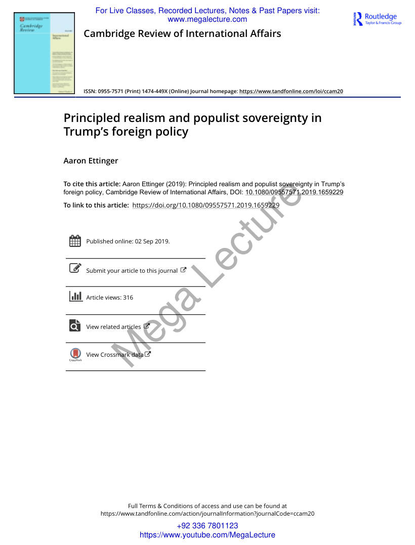 Page 1 of US FP Principled Realism And Populist Sovereignty In Trump S Foreign Policy