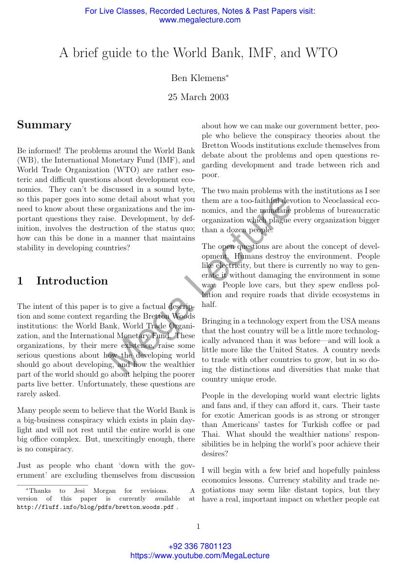 Page 1 of WB IMF WTO