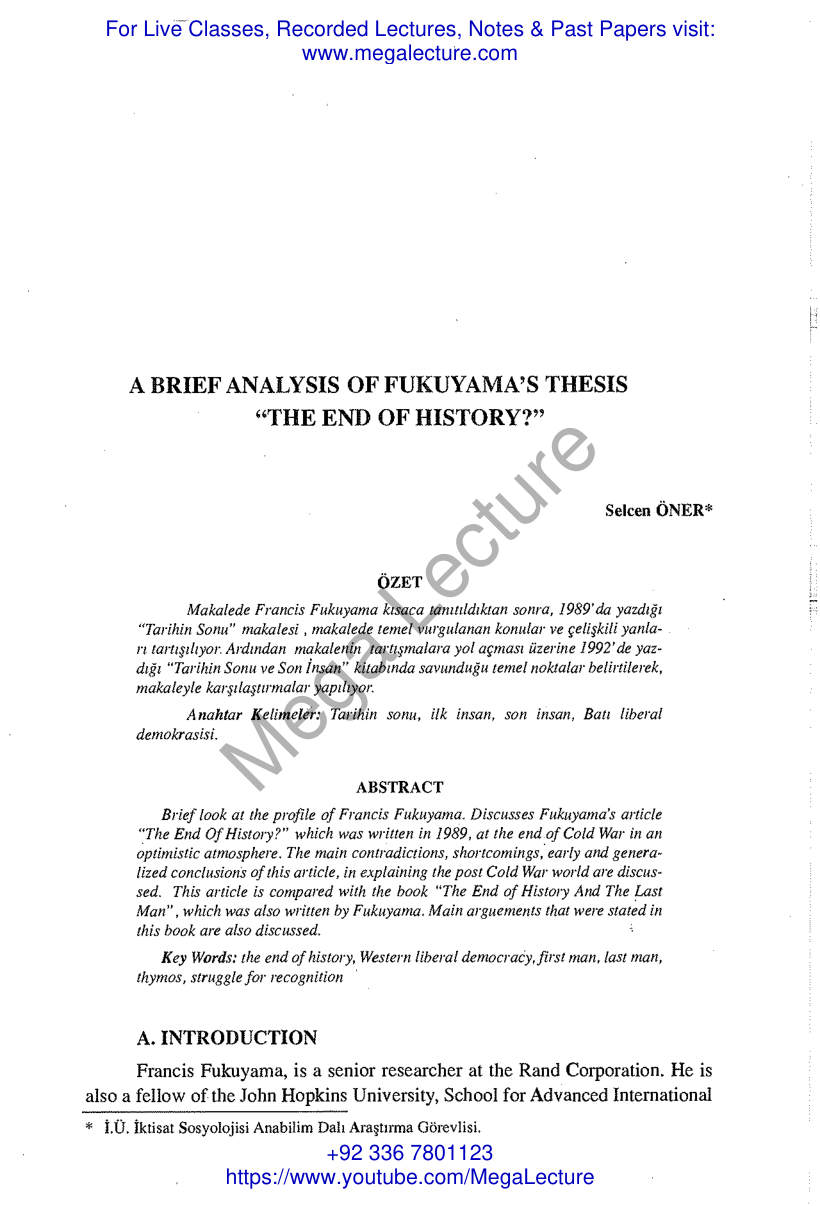 Page 1 of End Of History And The Last Man Summary