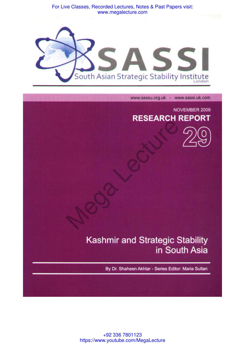 Page 1 of Kashmir And Strategic Stability In South Asia
