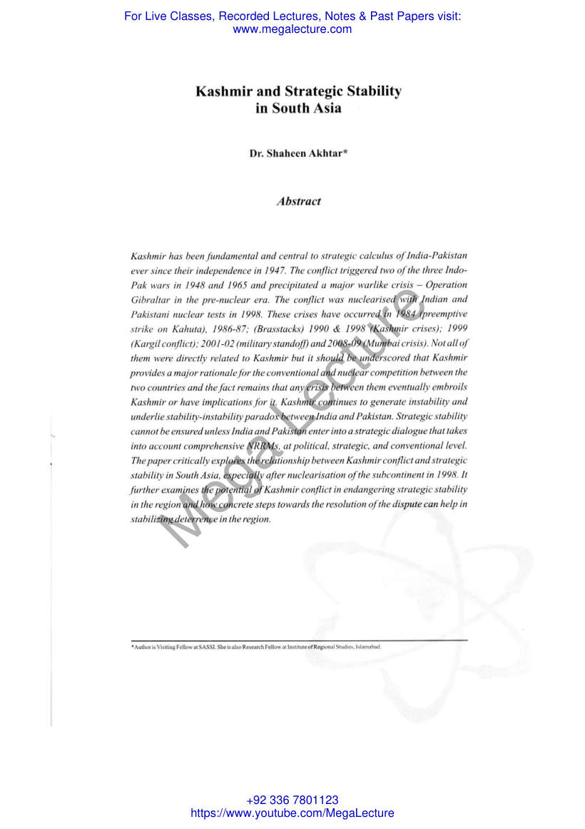 Page 2 of Kashmir And Strategic Stability In South Asia