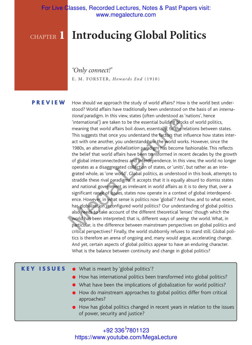 Page 1 of Global Politics Introduction