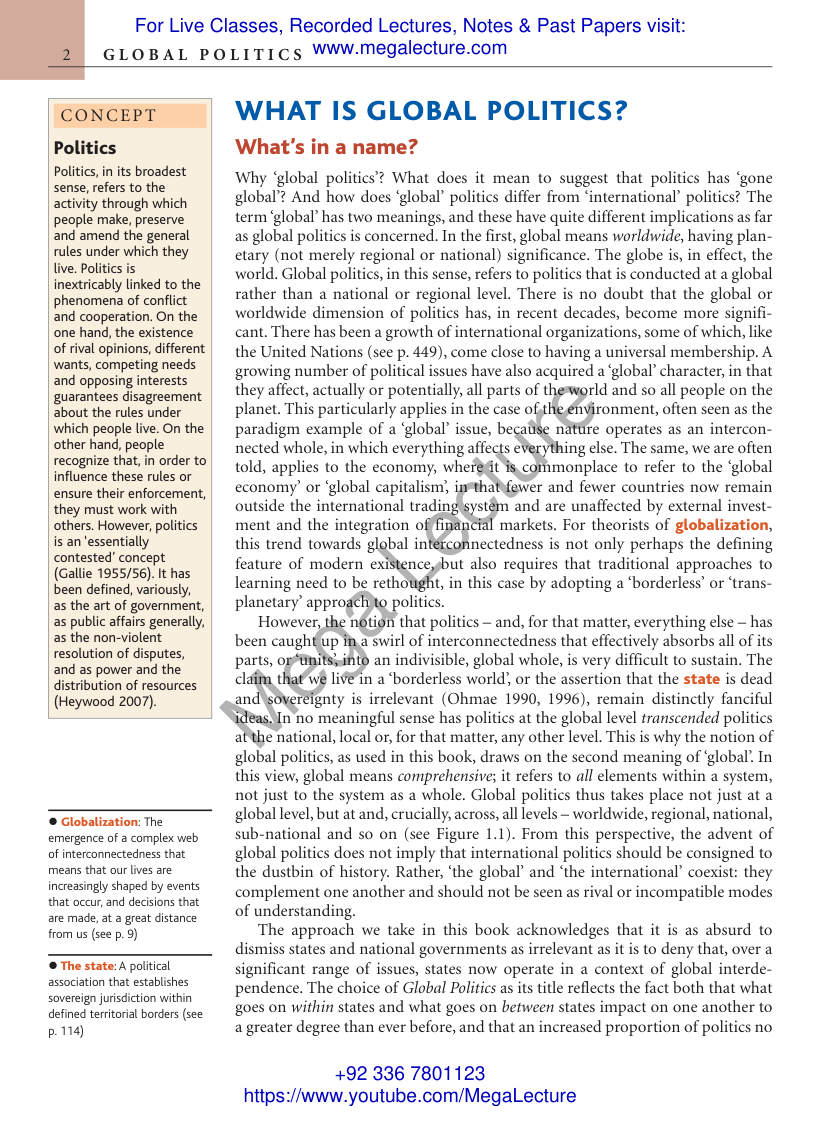 Page 2 of Global Politics Introduction