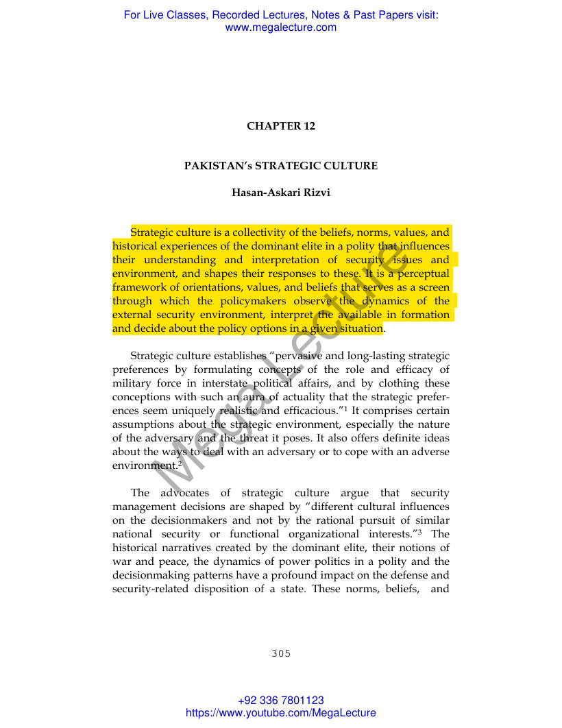 Page 1 of Pakistan S Strategic Culture I