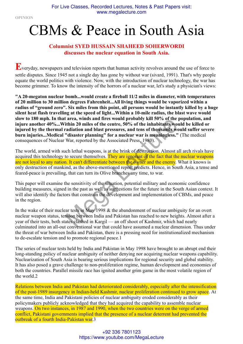 Page 1 of CBMs Peace In South Asia