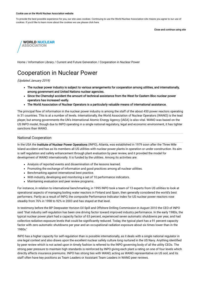 Page 1 of Cooperation In Nuclear Power World Nuclear Association