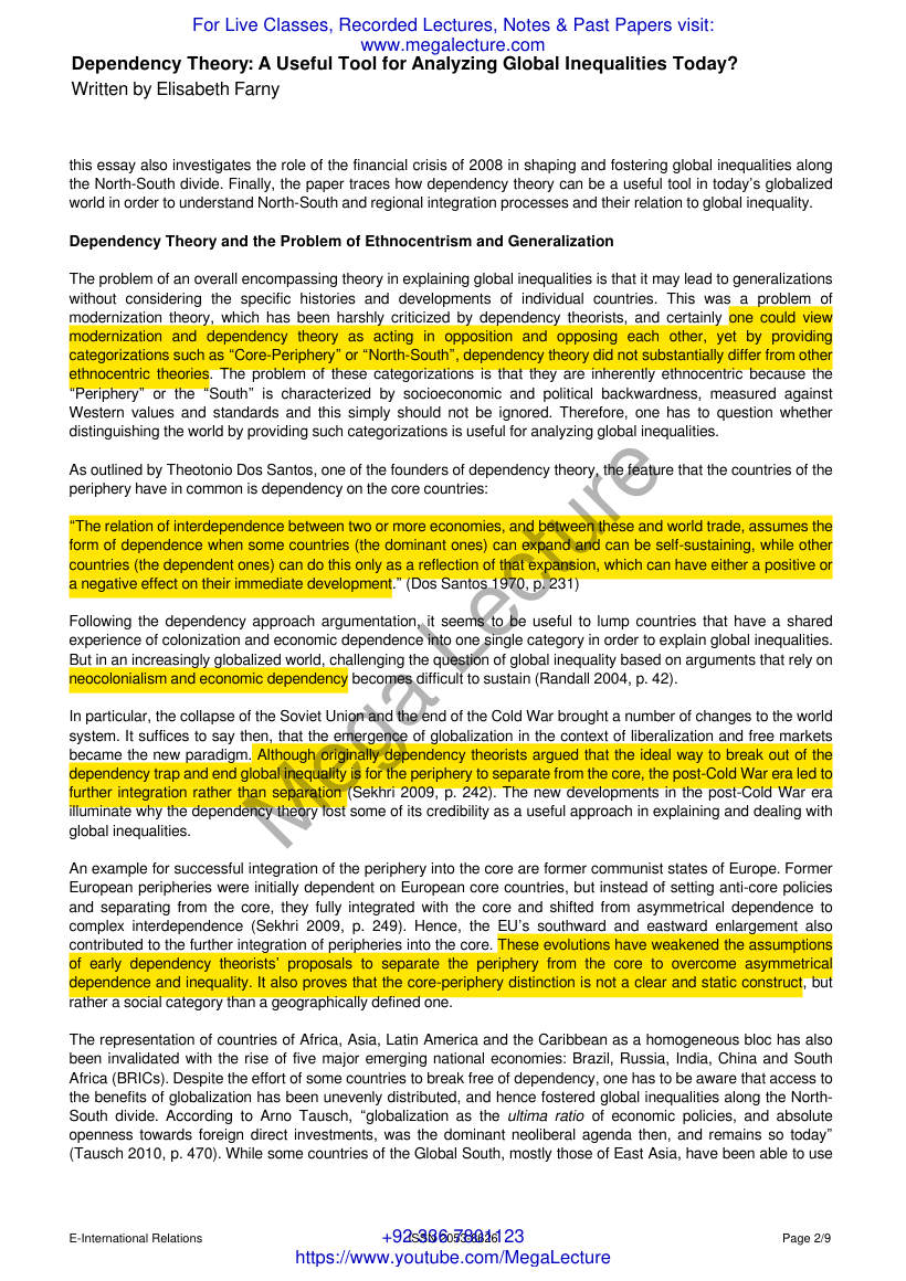 Page 2 of Dependency Theory A Useful Tool For Analyzing Global Inequalities Today
