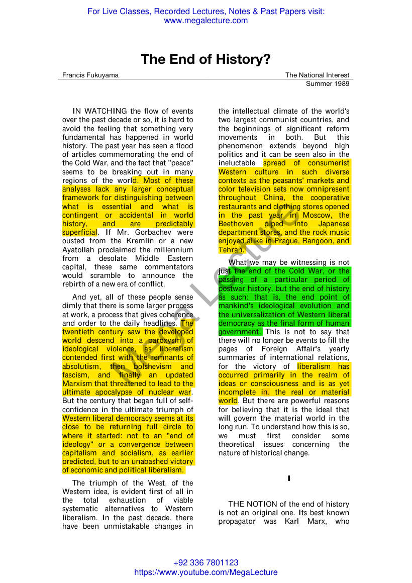 Page 1 of End Of History By Francis Fukuyama