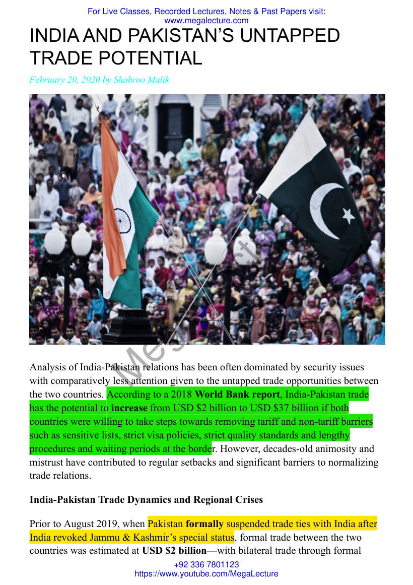 Page 1 of India And Pakistan S Untapped Trade Potential – South Asian Voices