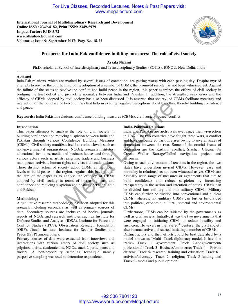 Page 1 of India Pakistan Role Of Civil Society