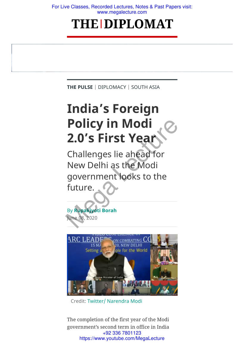 Page 1 of Indias Foreign Policy In Modi 2.0s First Year – The Diplomat