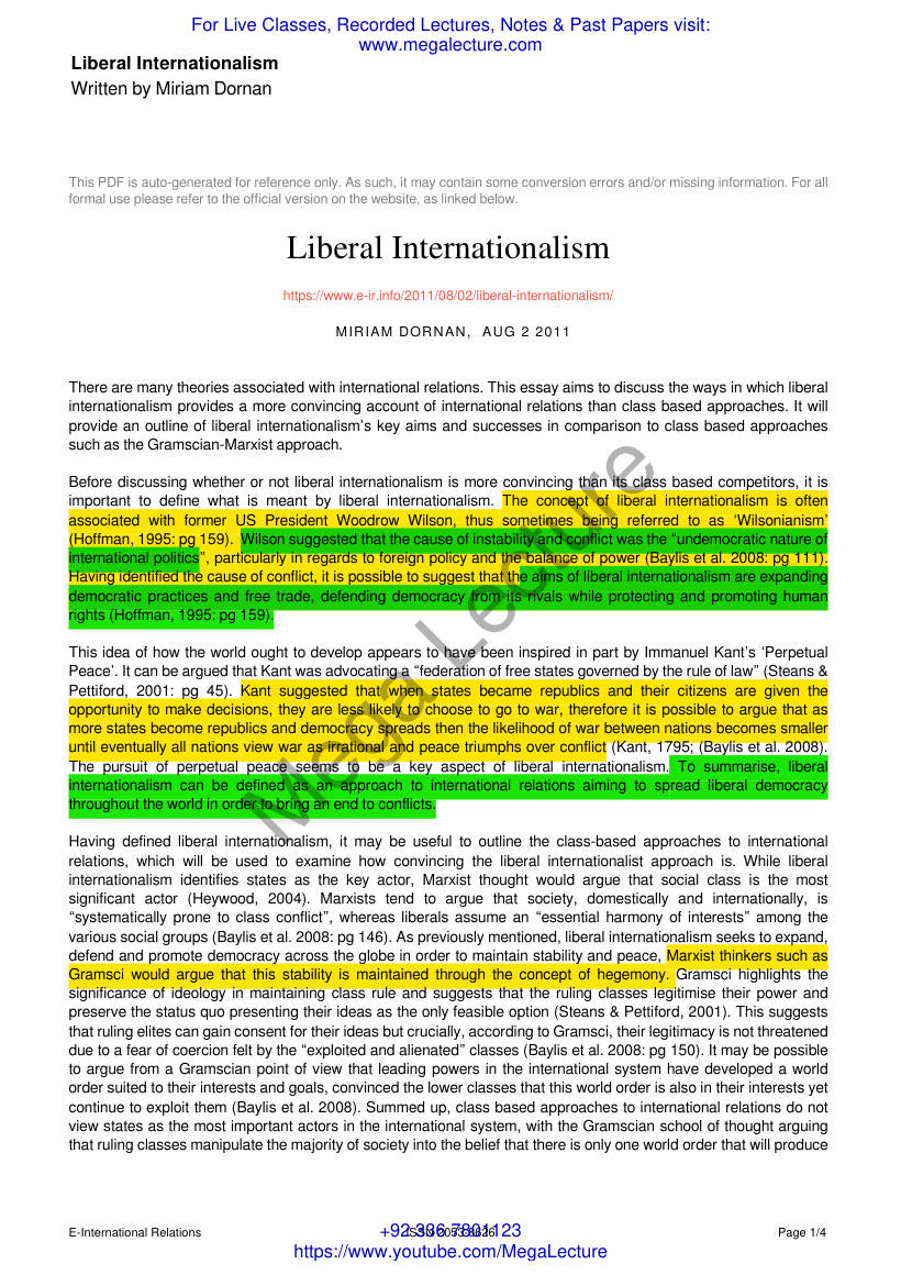 Page 1 of Liberal Internationalism