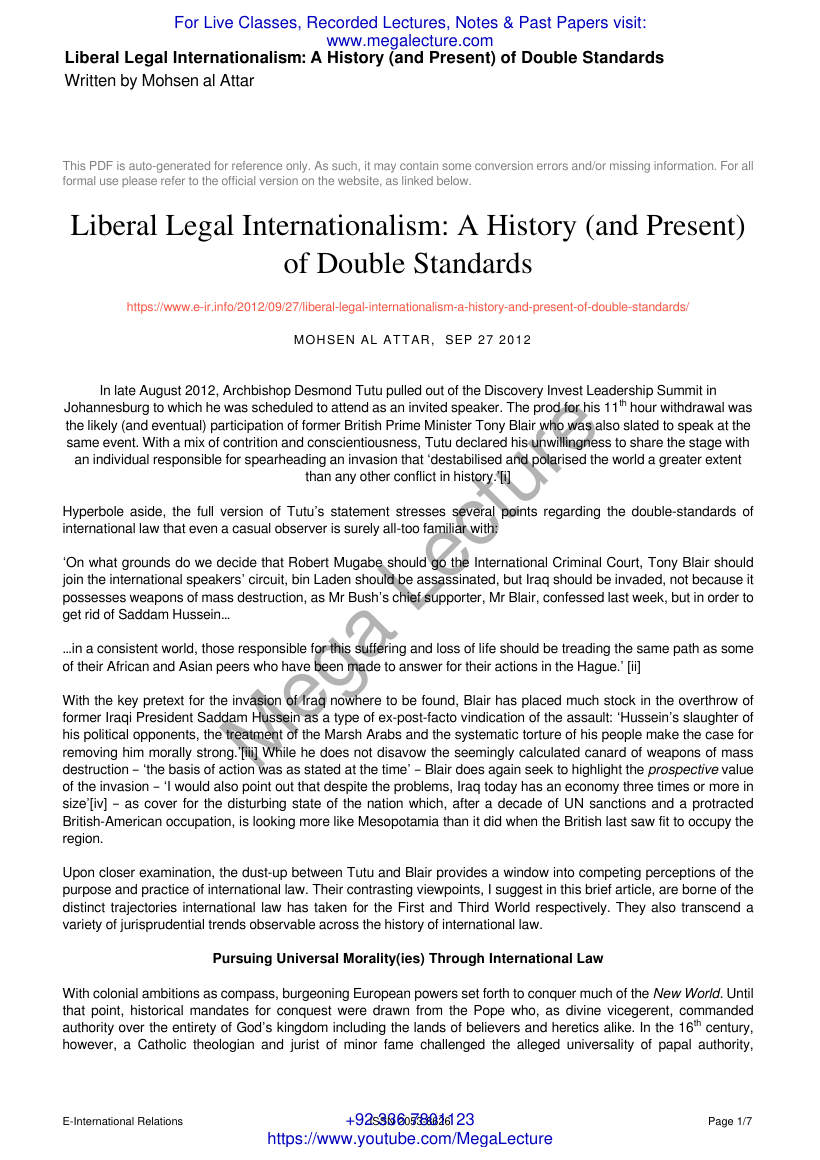 Page 1 of Liberal Legal Internationalism A History And Present Of Double Standards