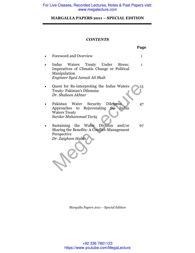Page 1 of Margalla Papers 2011 Special Edition