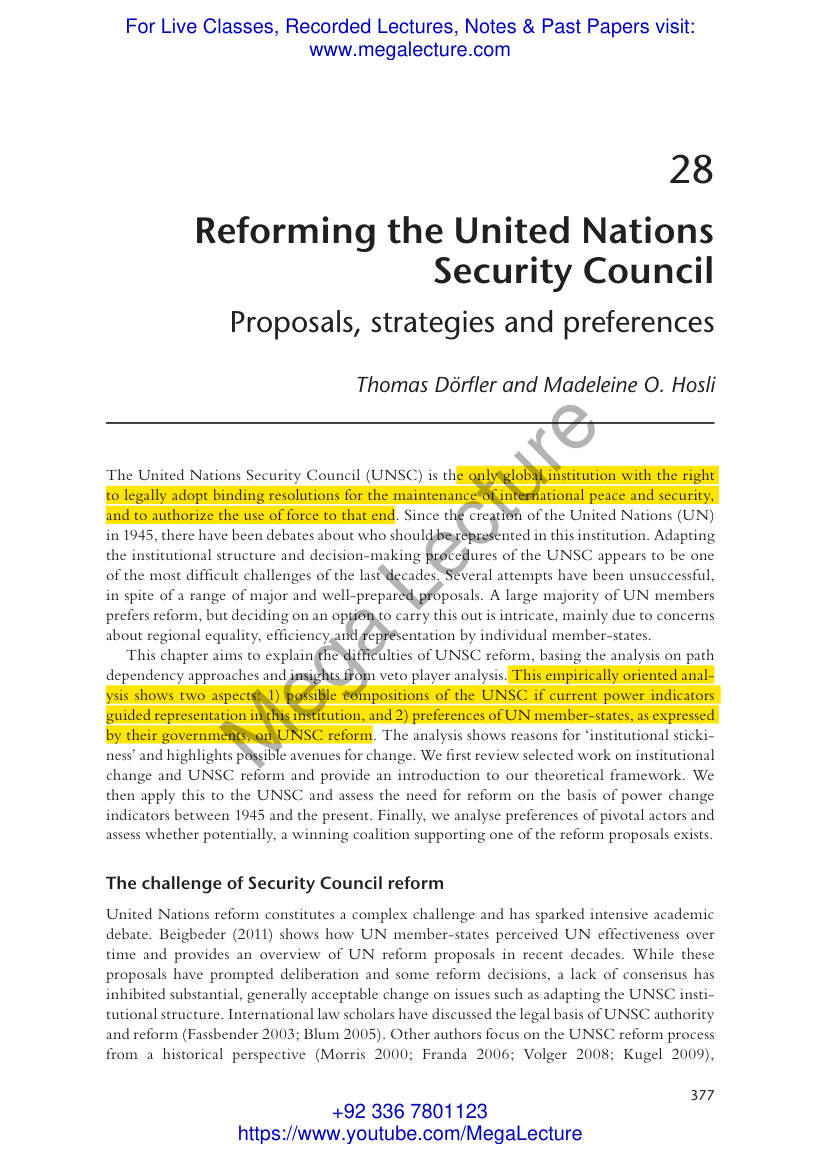 Page 1 of Reforming The United Nations Security Councin Routledge