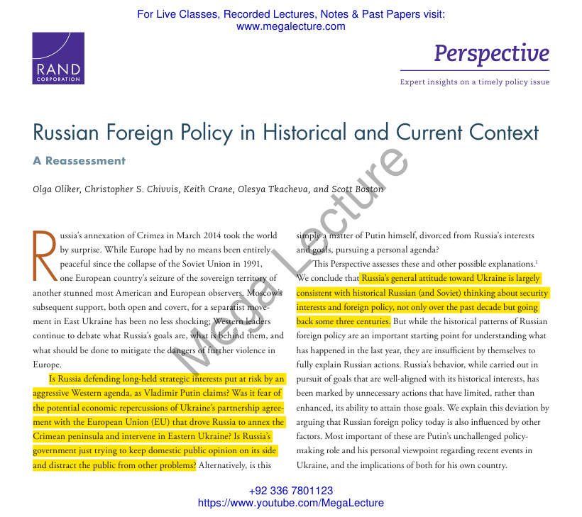 Page 1 of Russian Foreign Policy In Historical And Current Context