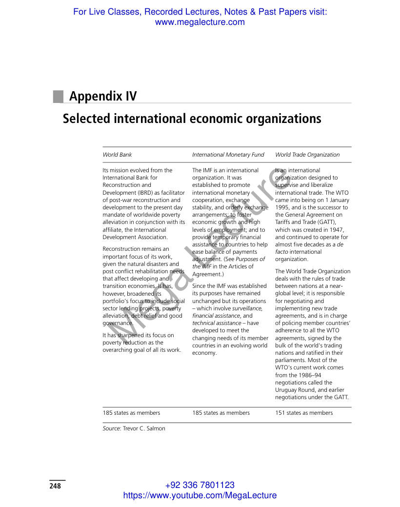 Page 1 of Selected International Economic Organizations