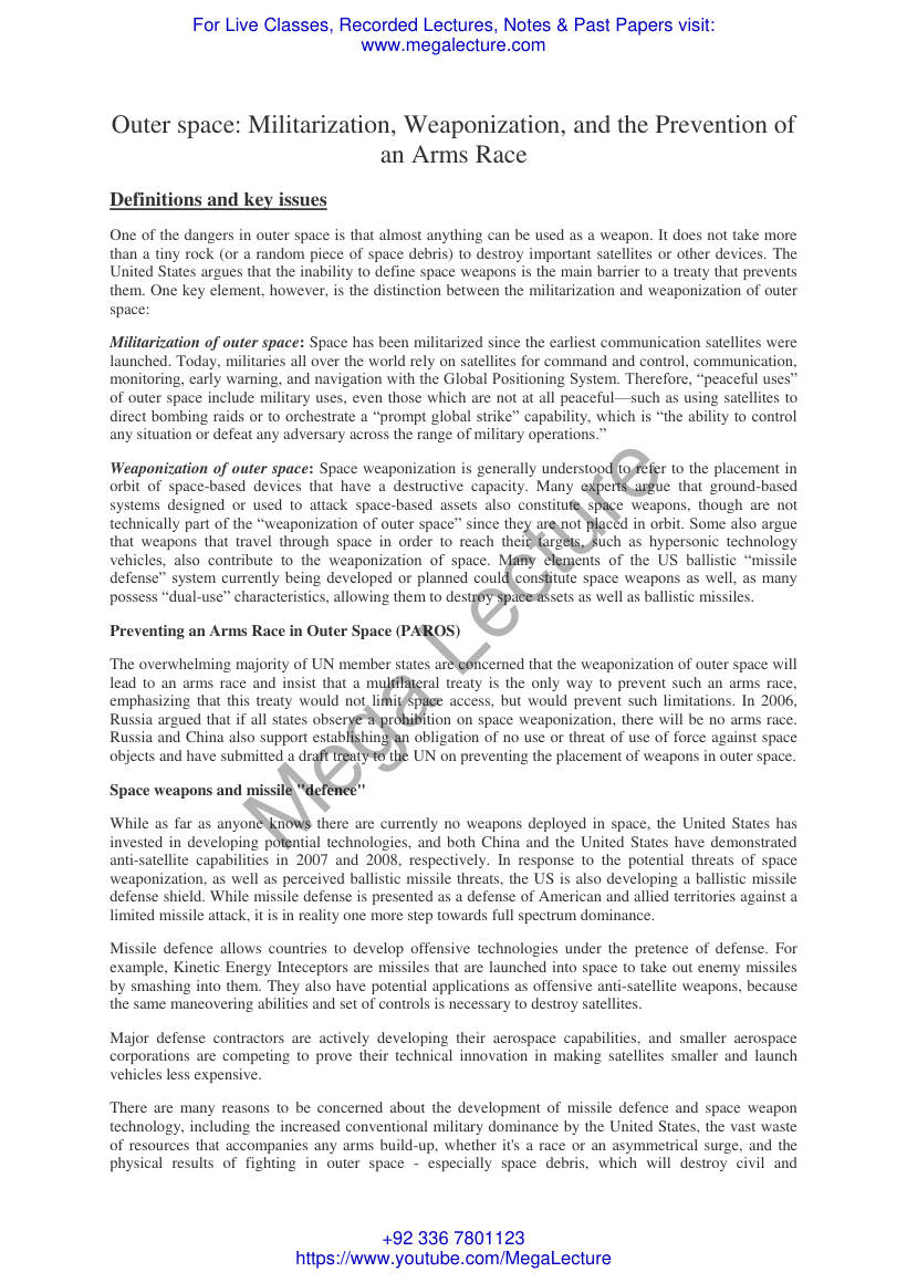 Page 1 of Space Weaponisation