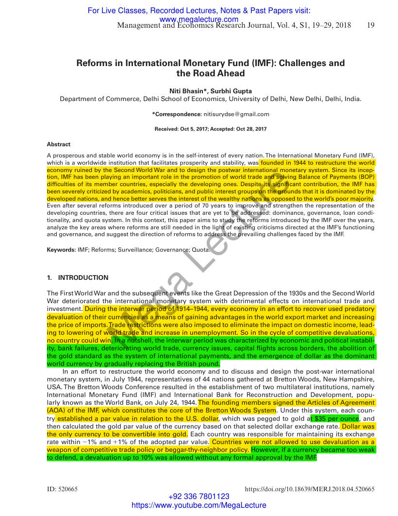 Page 2 of Reforms In International Monetary Fund IMF Challen