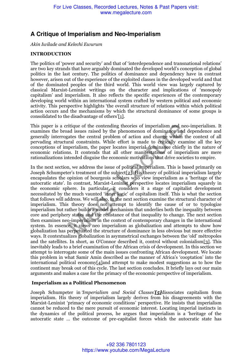 Page 1 of Theories Of Imperialism And Neo Imperialism