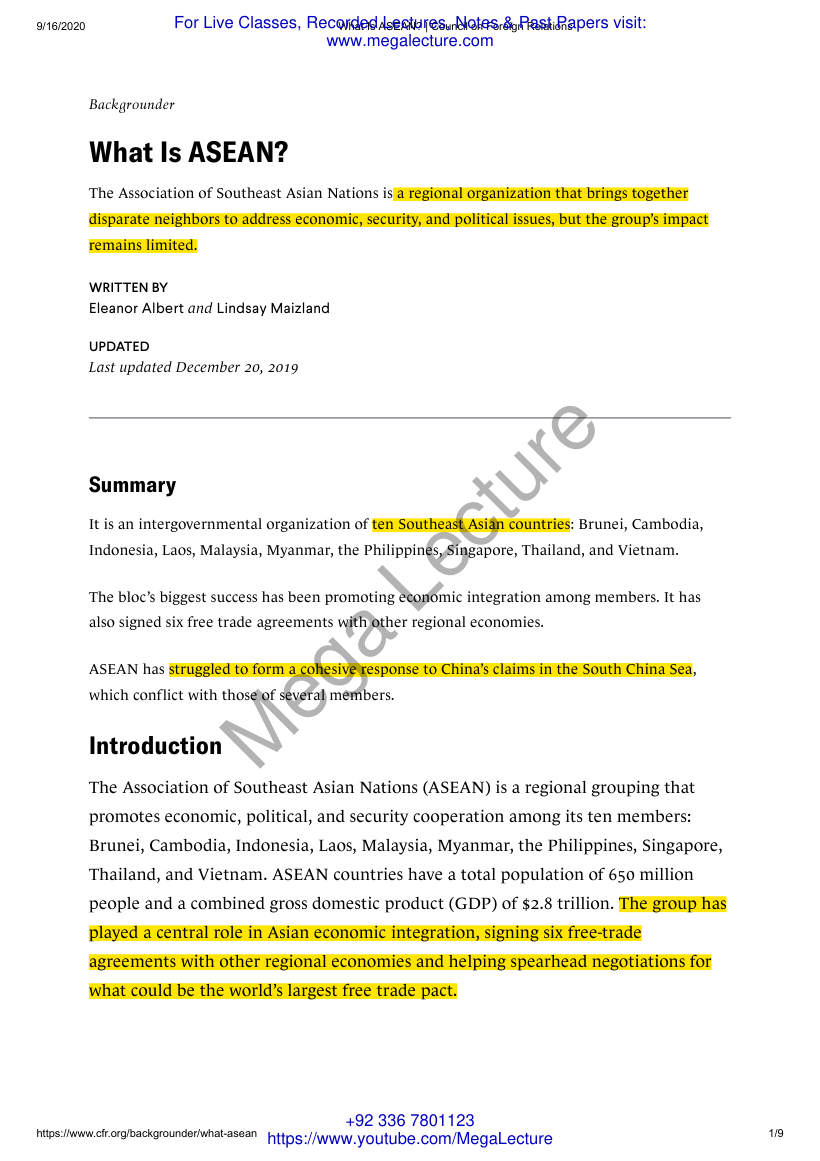 Page 1 of What Is ASEAN Council On Foreign Relations