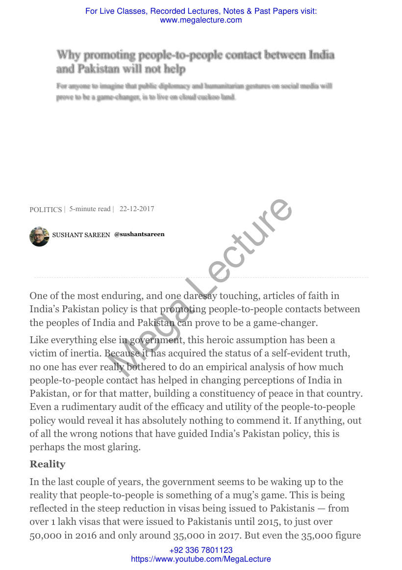 Page 1 of Why Promoting People To People Contact Between India And Pakistan Will Not Help1