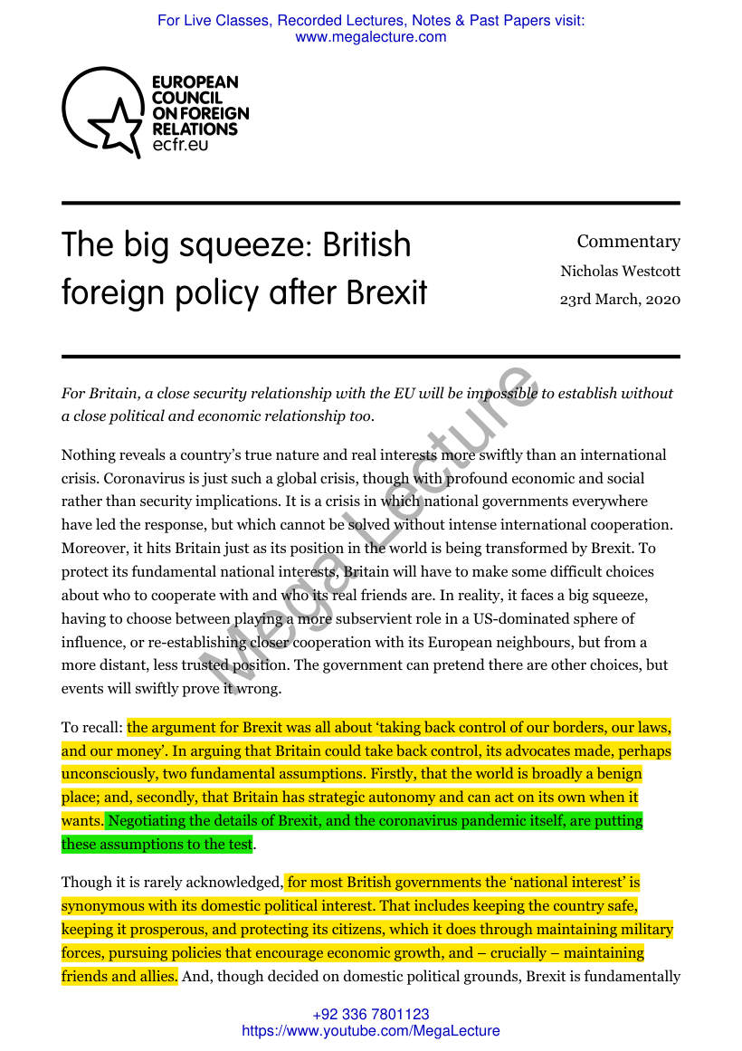 Page 1 of British Foreign Policy After Brexit European Council On Foreign Relations