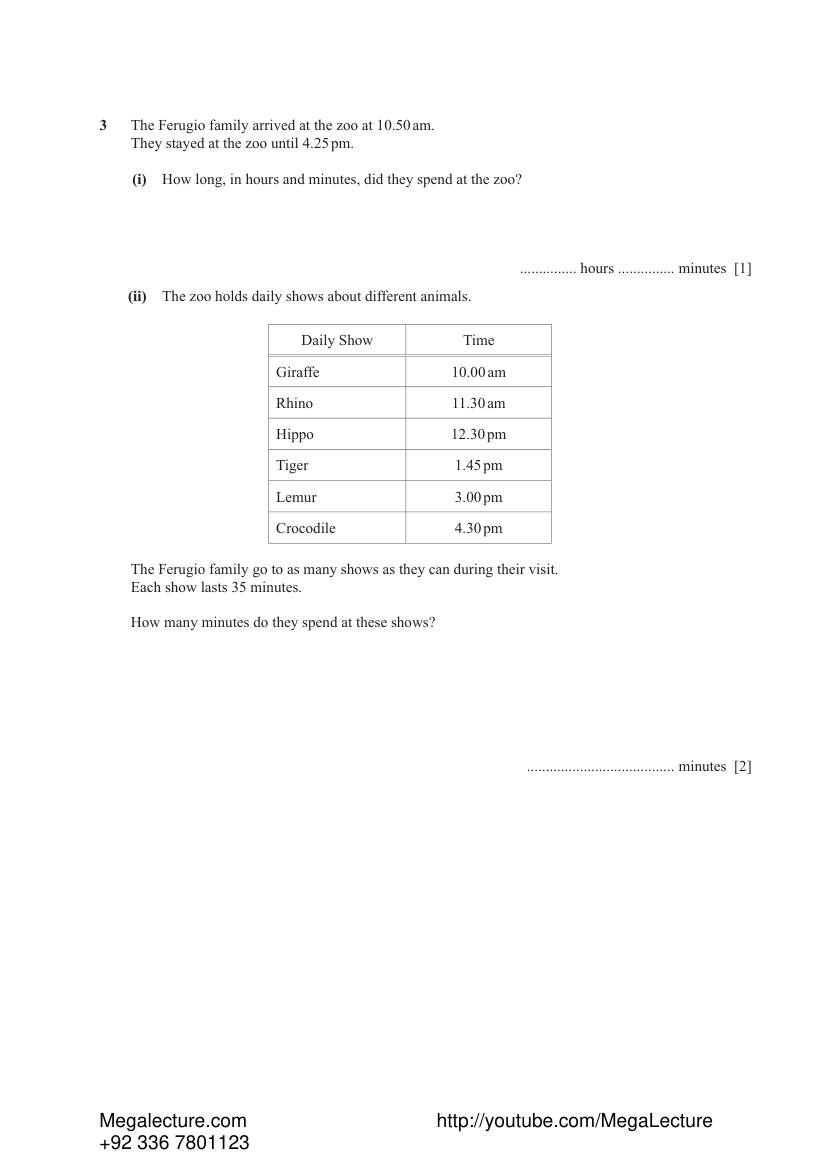 Page 2 of Time — Worksheet