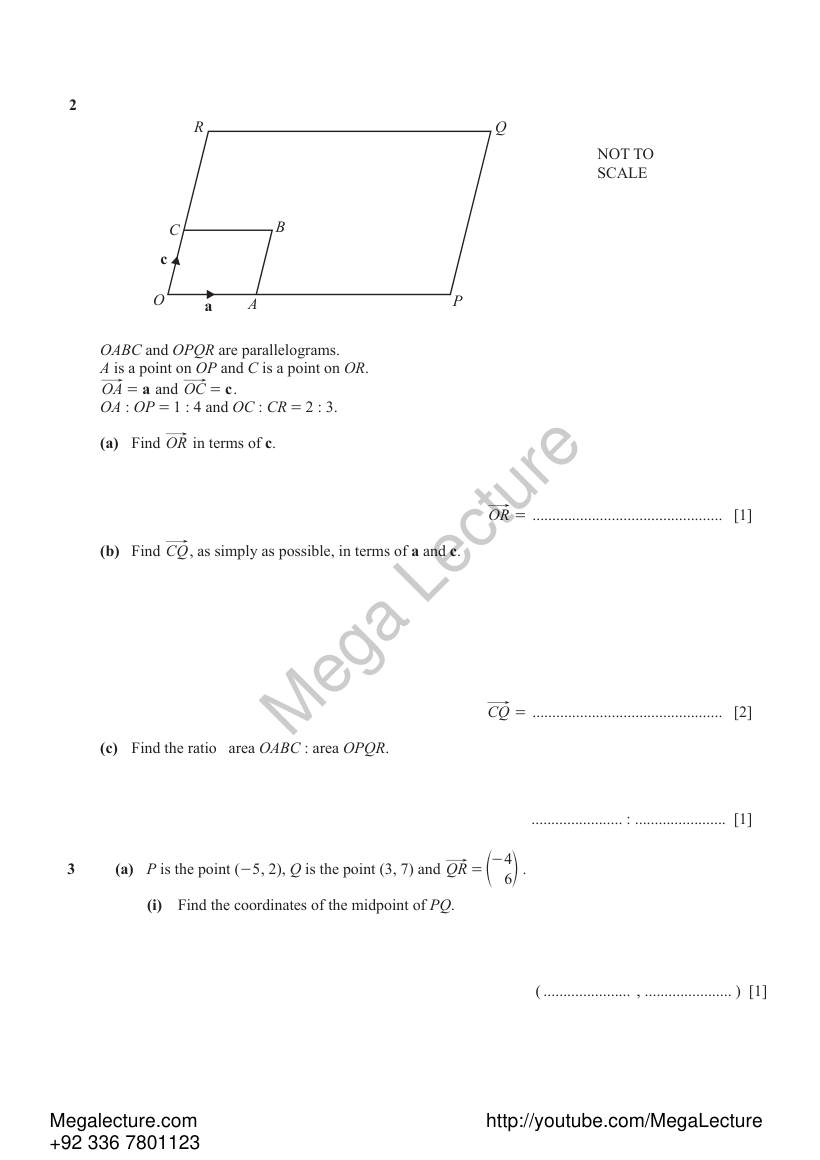 Page 2 of Vectors — Worksheet