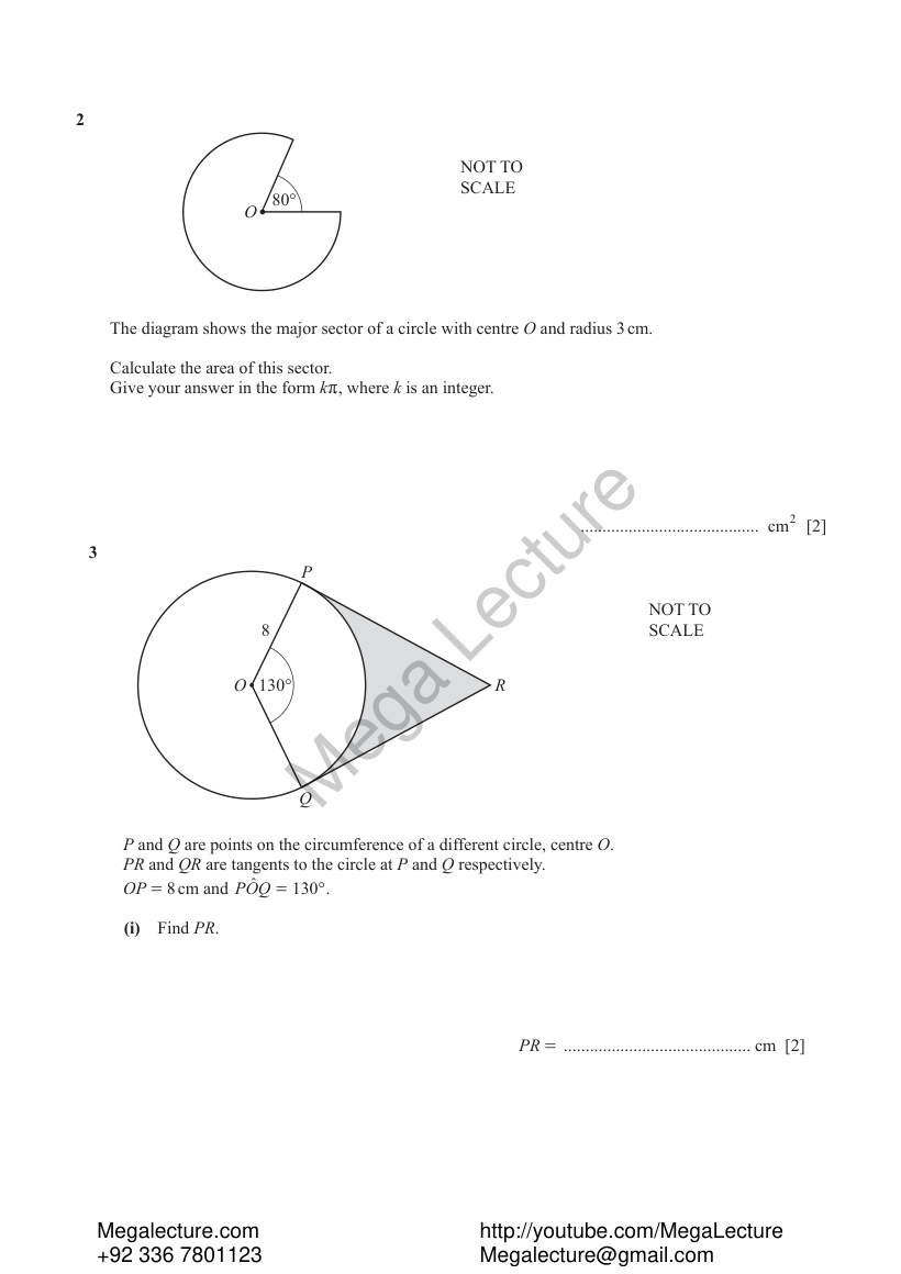 Page 2 of Arc Length And Area Of Sector — Worksheet