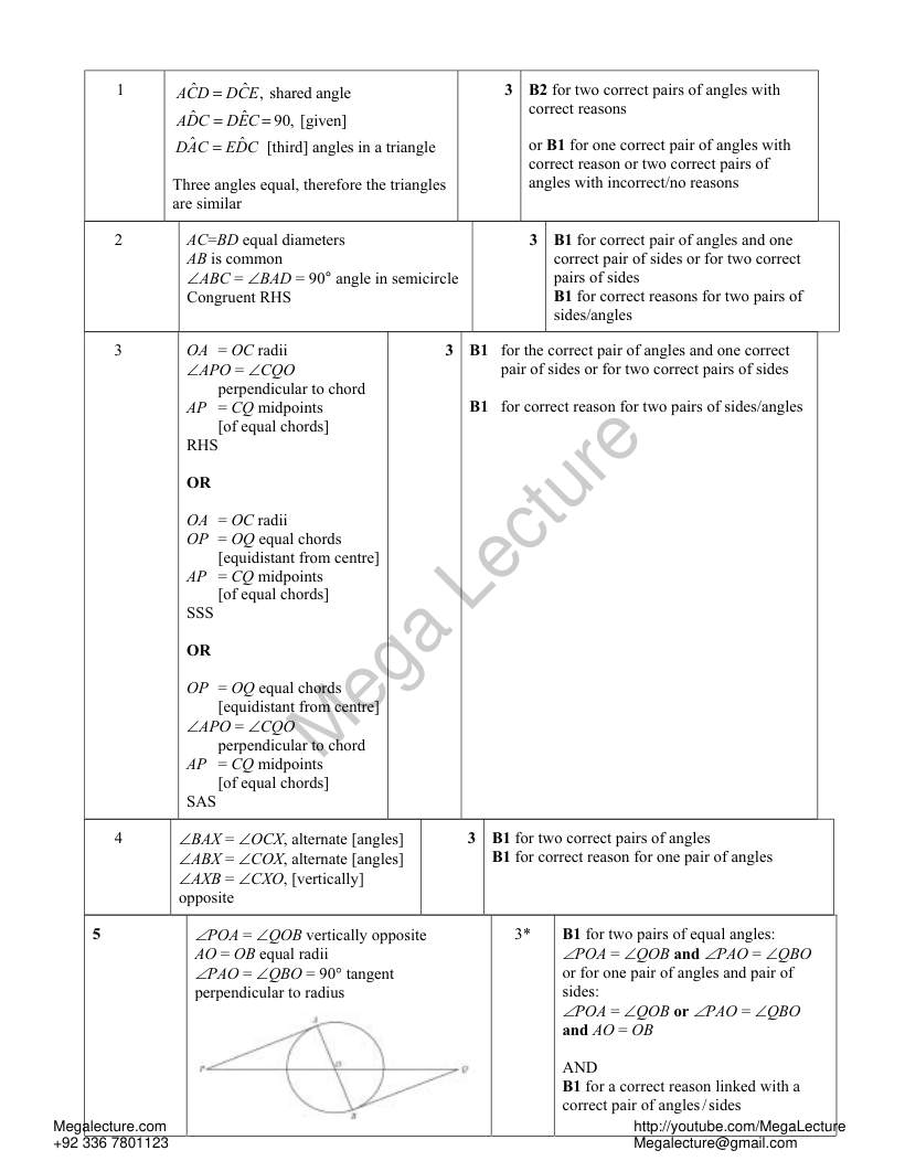 Page 1 of Congruence And Similarity — Marking scheme