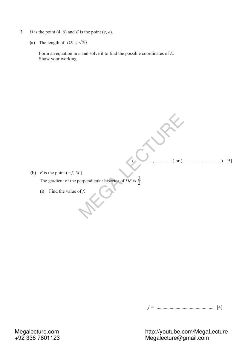 Page 2 of Coordinate Geometry — Worksheet