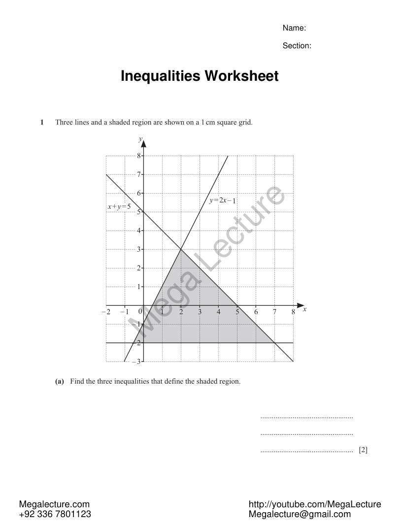 Page 1 of Inequalities — Worksheet