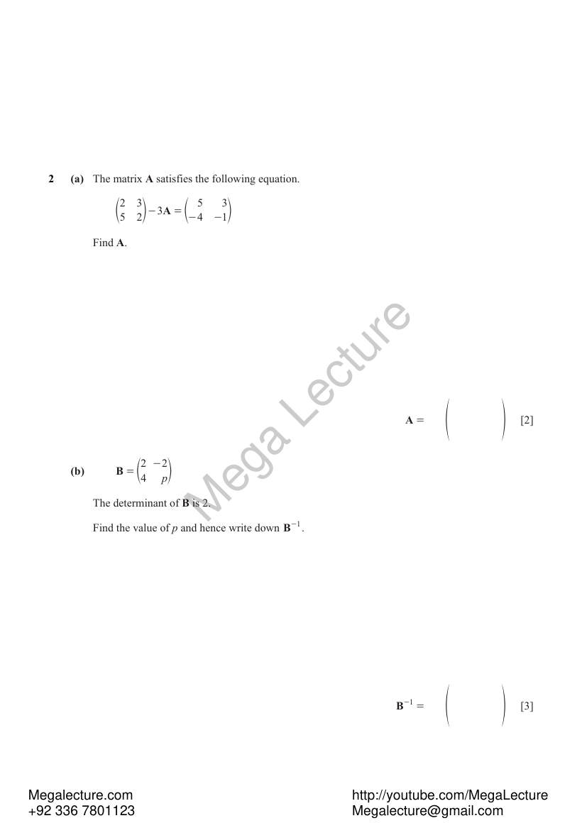 Page 2 of Matrices — Worksheet