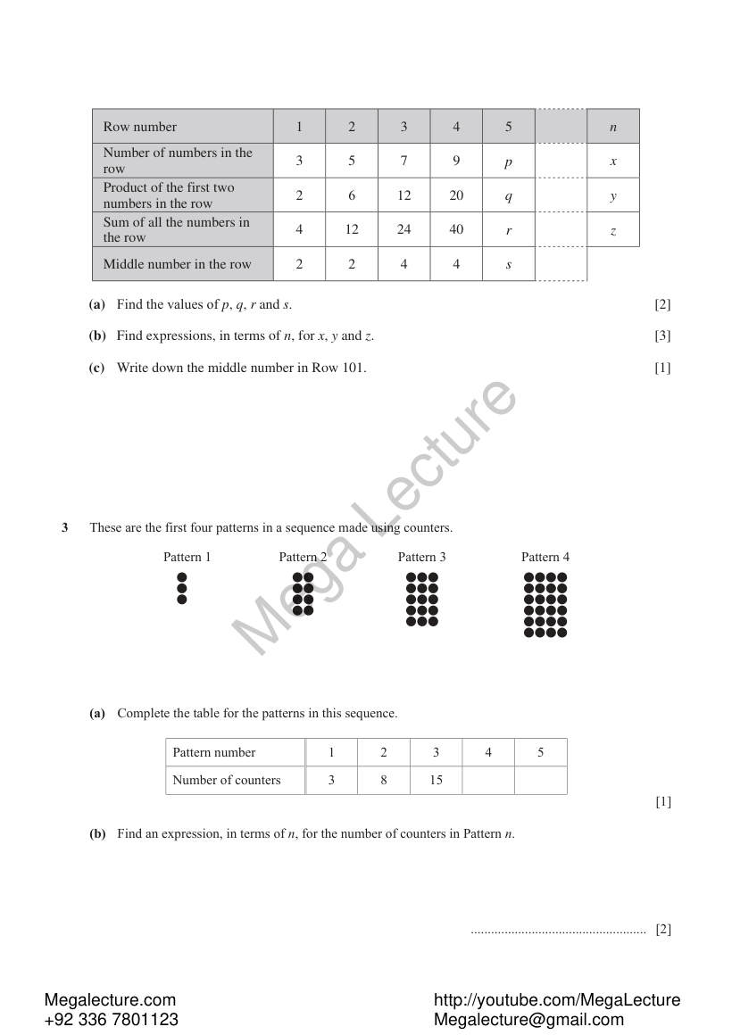 Page 2 of Number Sequences — Worksheet