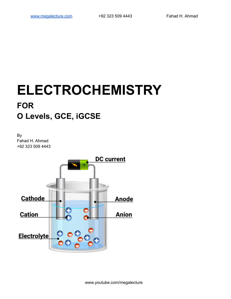 Page 1 of Electrolysis — Notes (O Level & IGCSE)