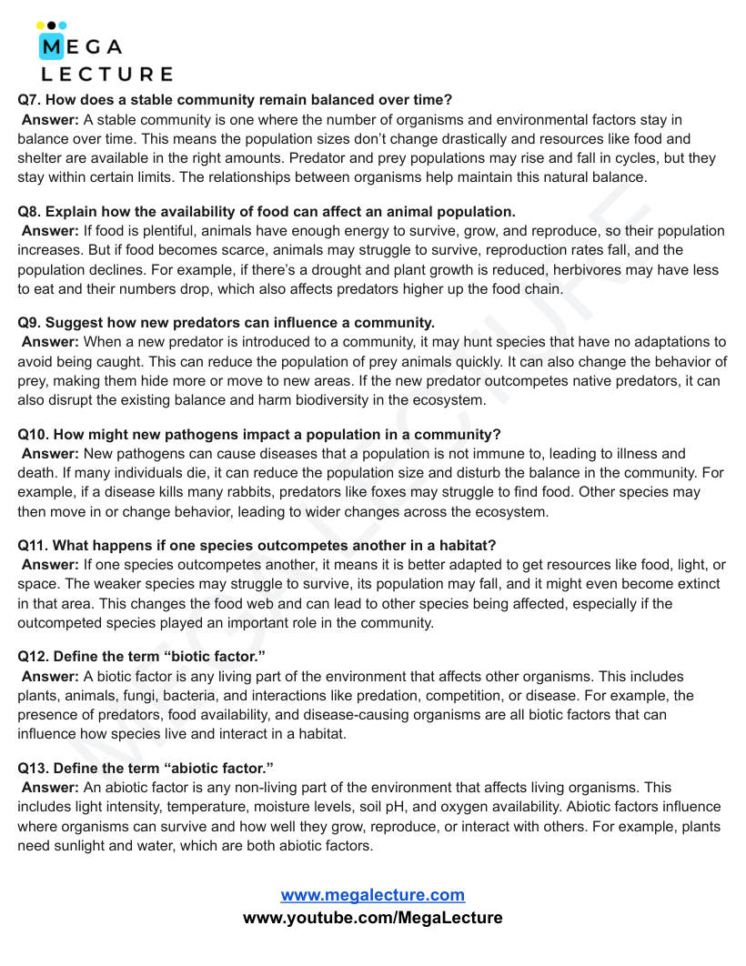 Page 2 of Ecology — Worksheet