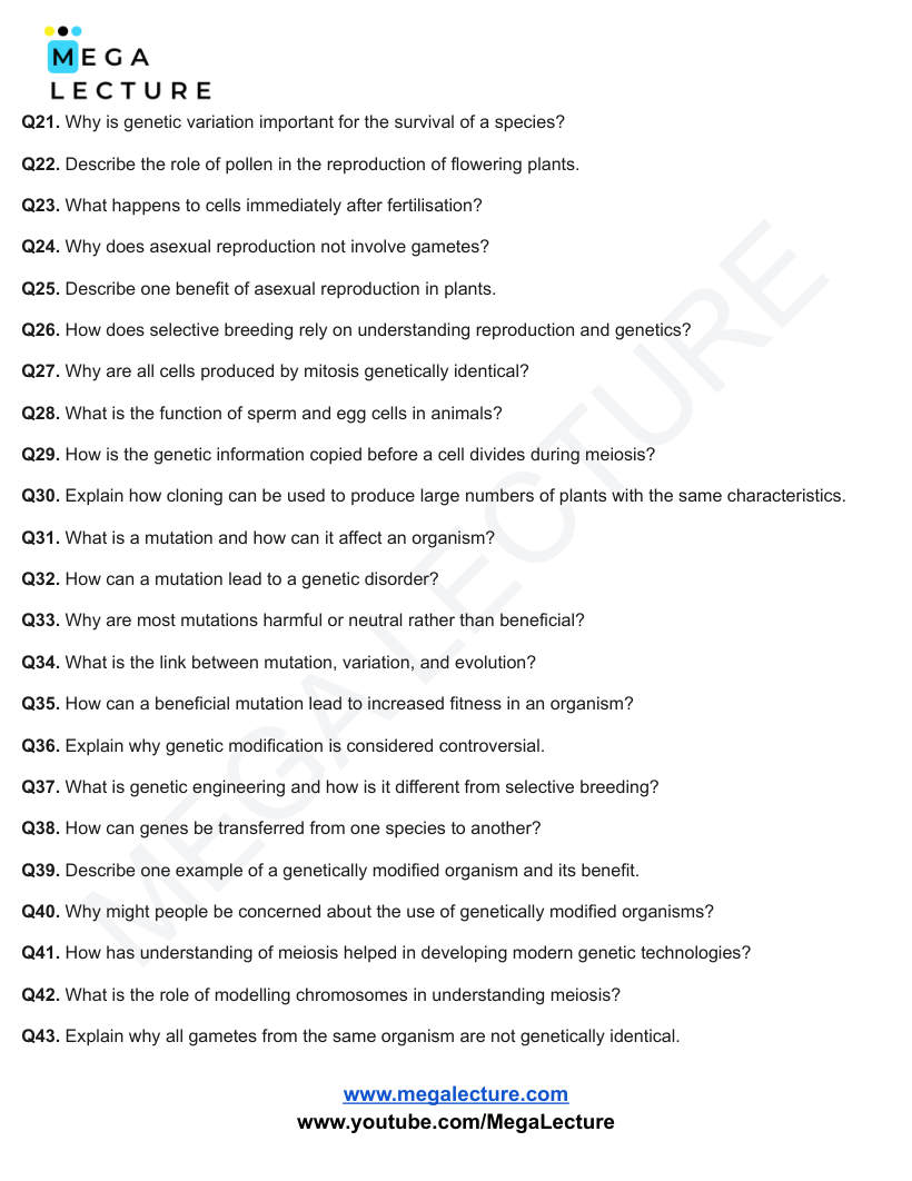 Page 2 of Inheritance Variation And Evolution — Questions