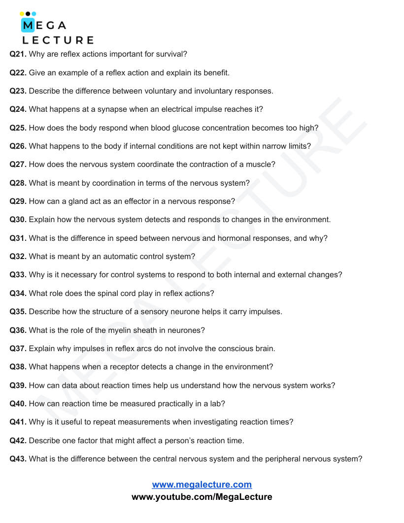 Page 2 of Homeostasis And Response — Questions