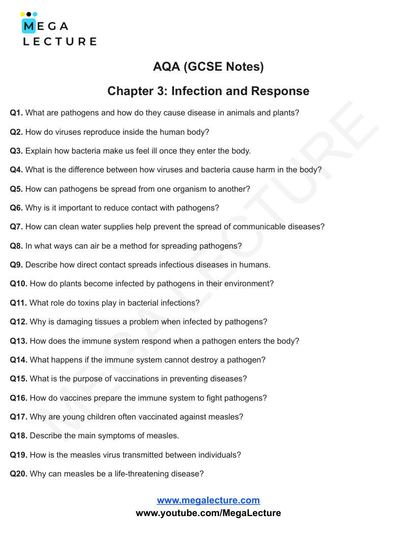 Page 1 of Infection And Response — Questions