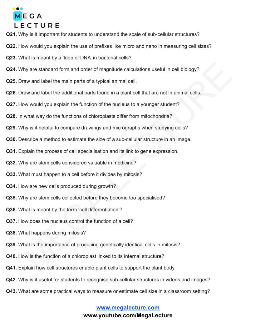 Page 2 of Cell Biology — Questions