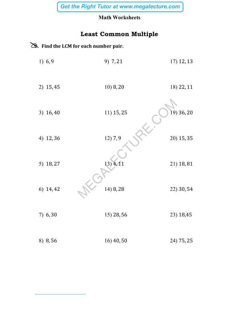 Page 1 of Least Common Multiple