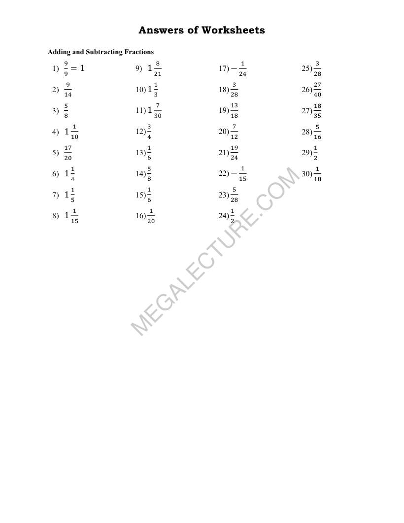 Page 2 of Adding And Subtracting Fractions