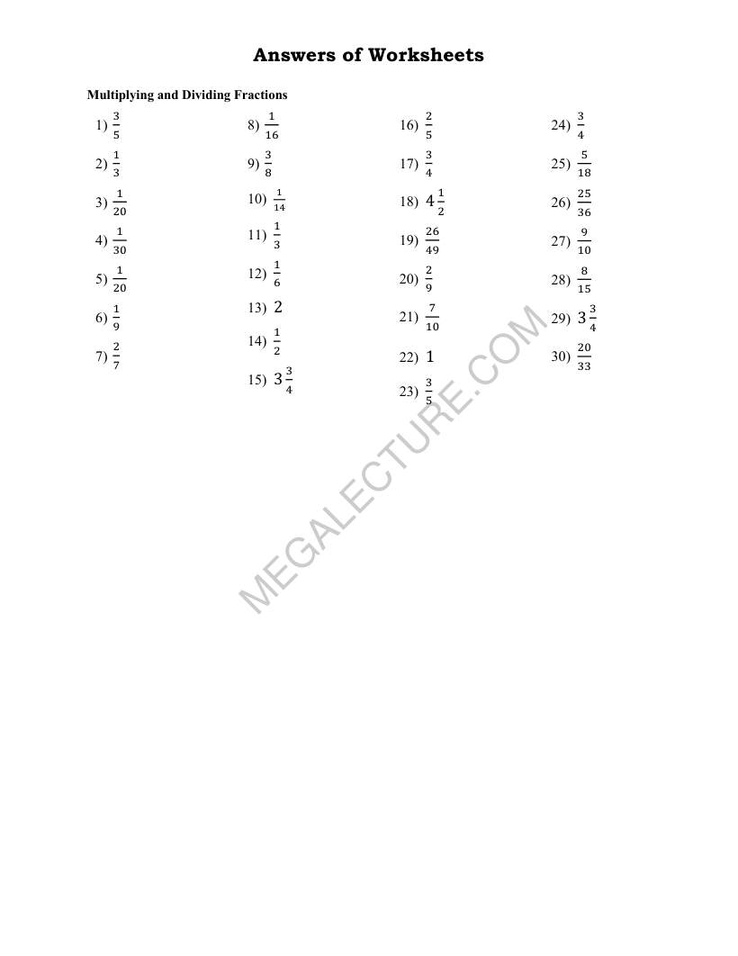 Page 2 of Multiplying And Dividing Fractions