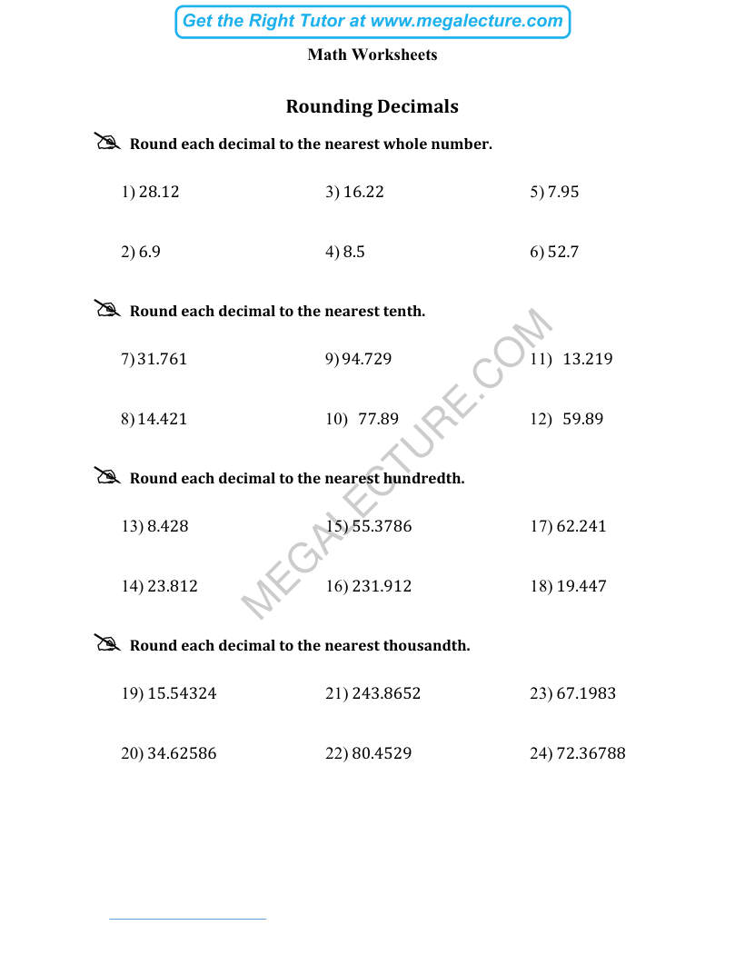 Page 1 of Rounding Decimals