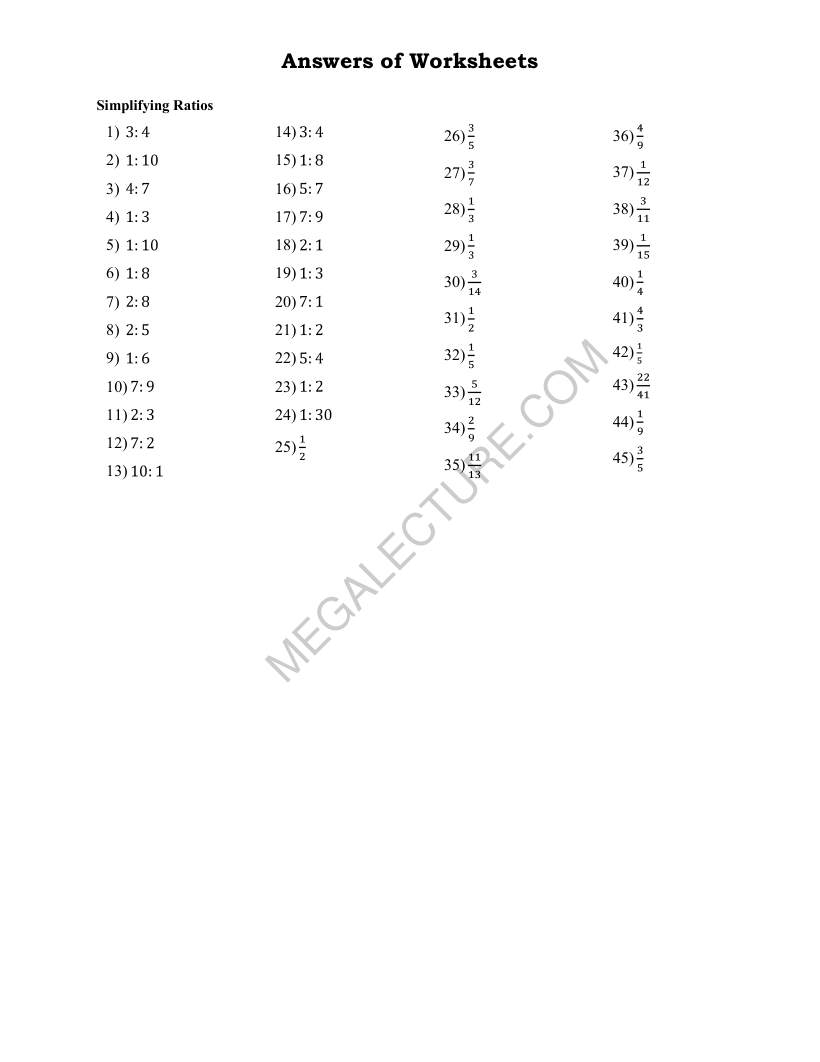 Page 2 of Simplifying Ratios