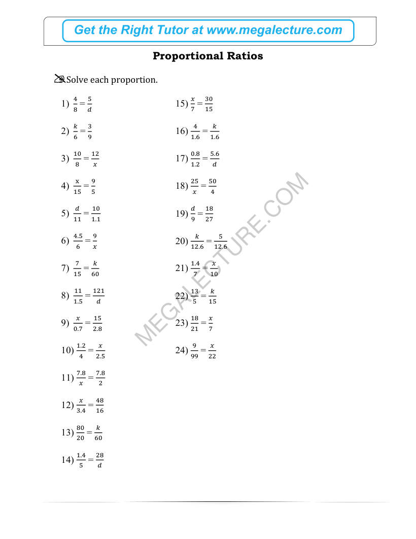 Page 1 of Proportional Ratios