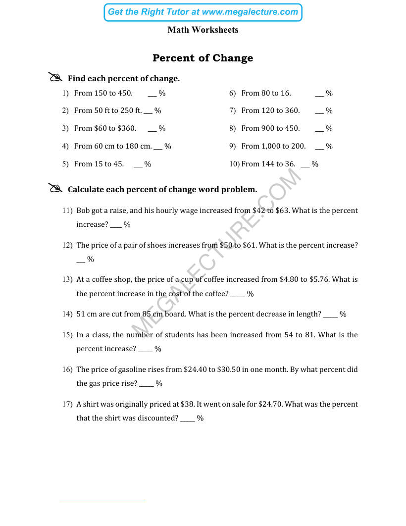 Page 1 of Percent Of Change