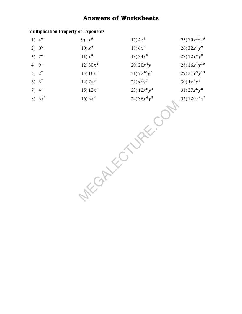 Page 2 of Multiplication Property Of Exponents