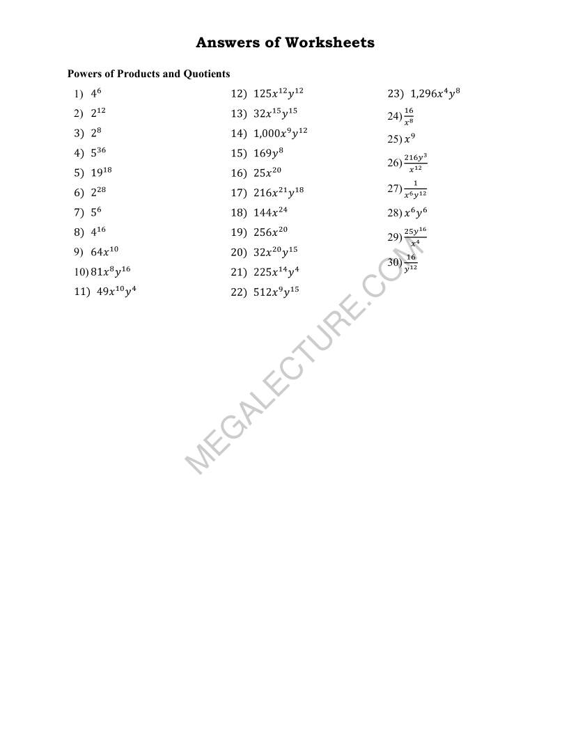 Page 2 of Powers Of Products And Quotients
